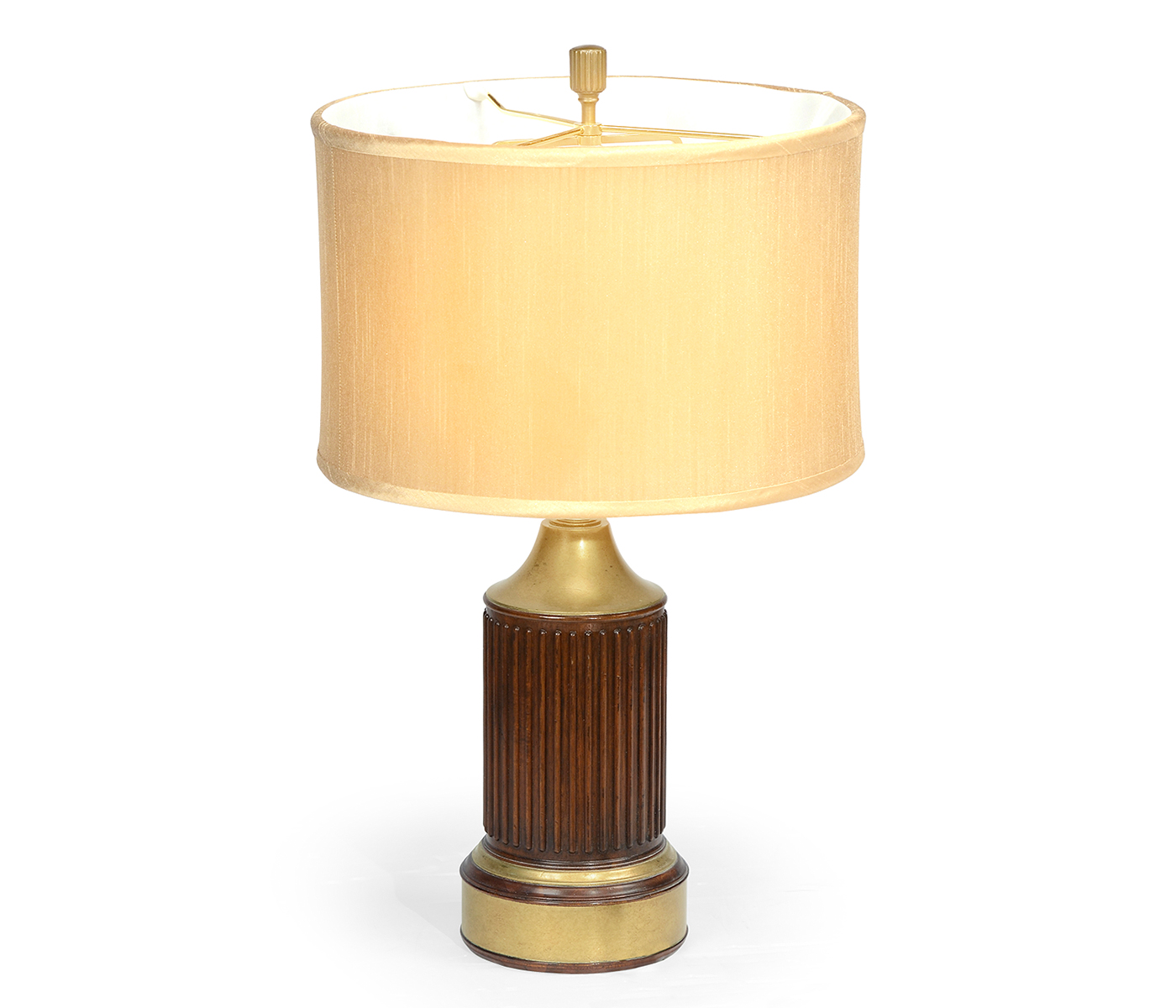 Round Fluted Mahogany Table Lamp
