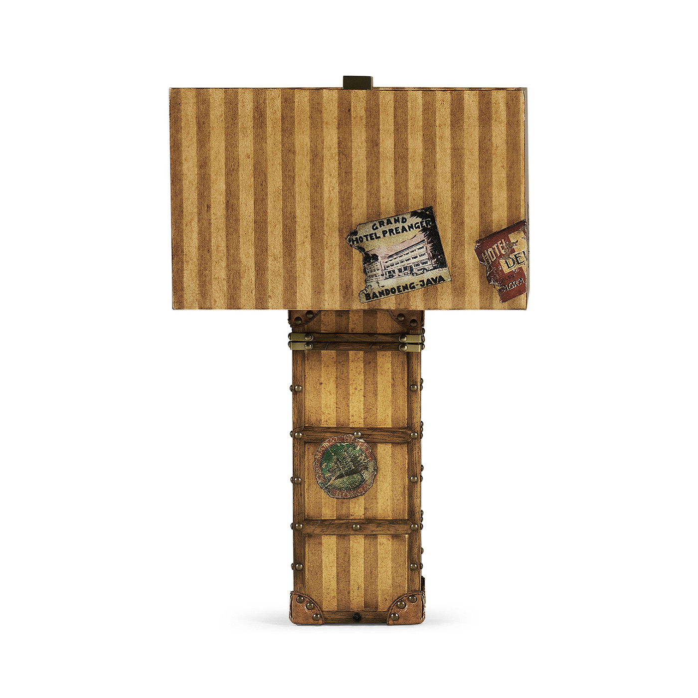 Striped Travel Trunk Style Table Lamp