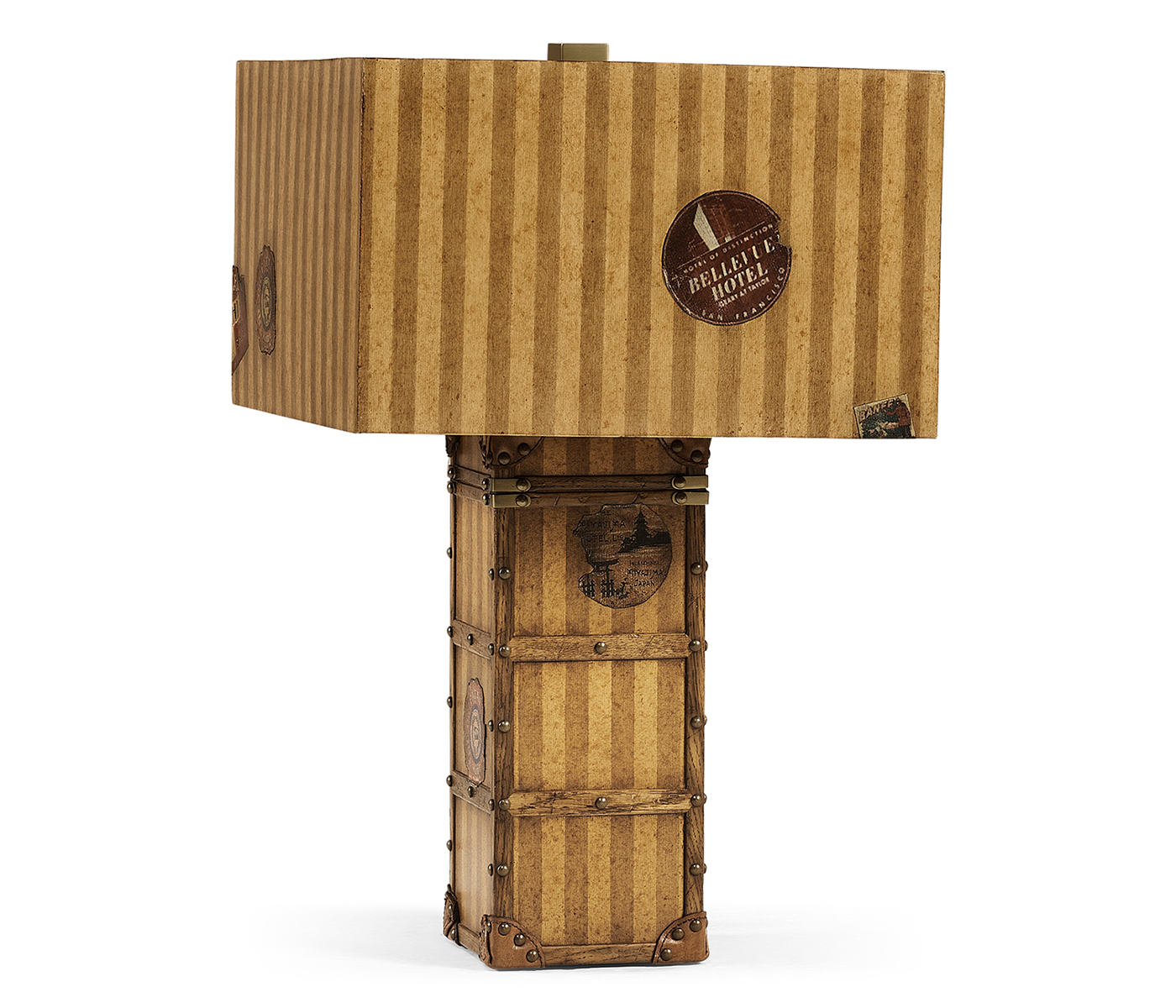 Striped Travel Trunk Style Table Lamp