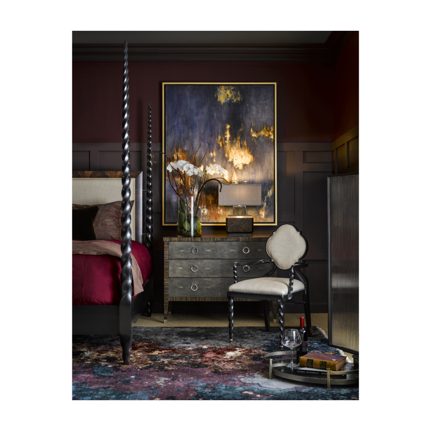 Tea Caddy Faux Macassar Table Lamp