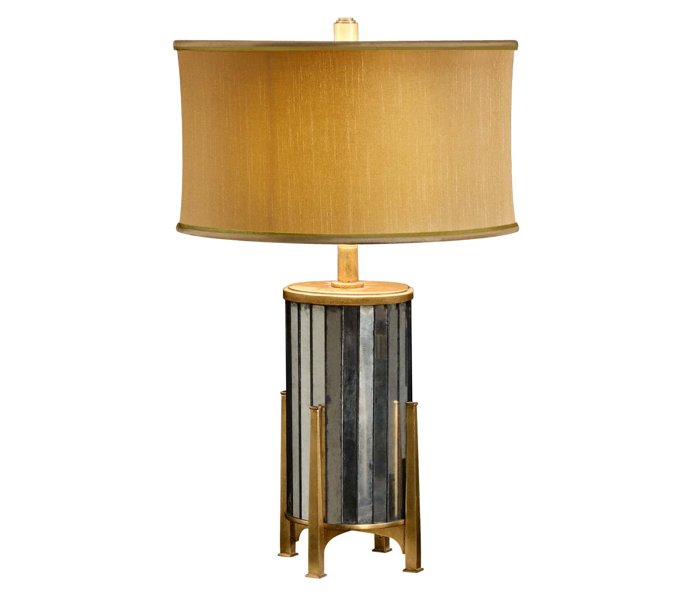 Églomisé and Gilded Metal Table Lamp