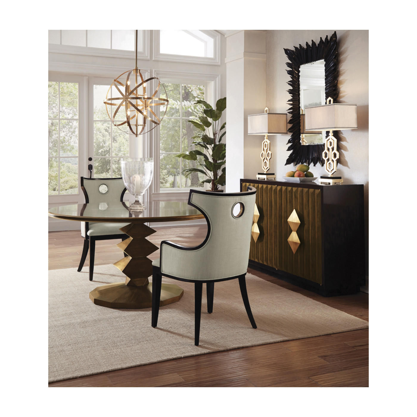 Black finish rectangular sunburst mirror