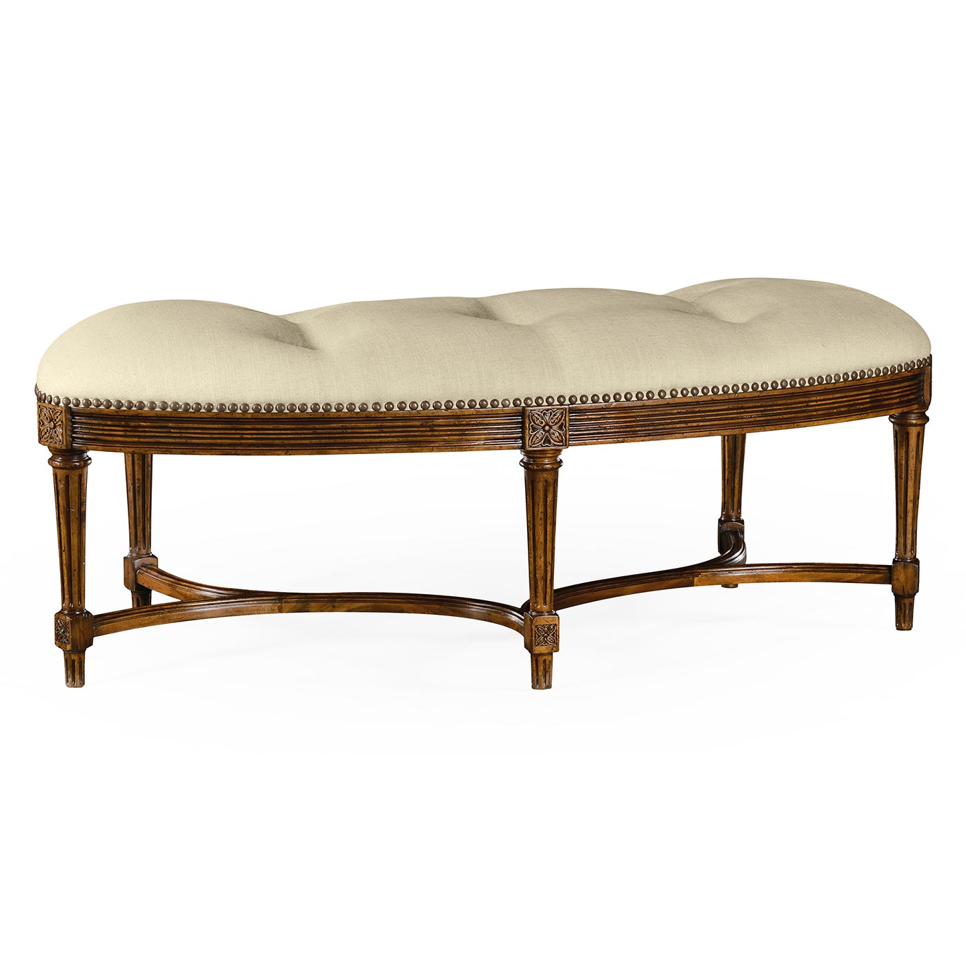 Padded Curved Walnut Window Seat