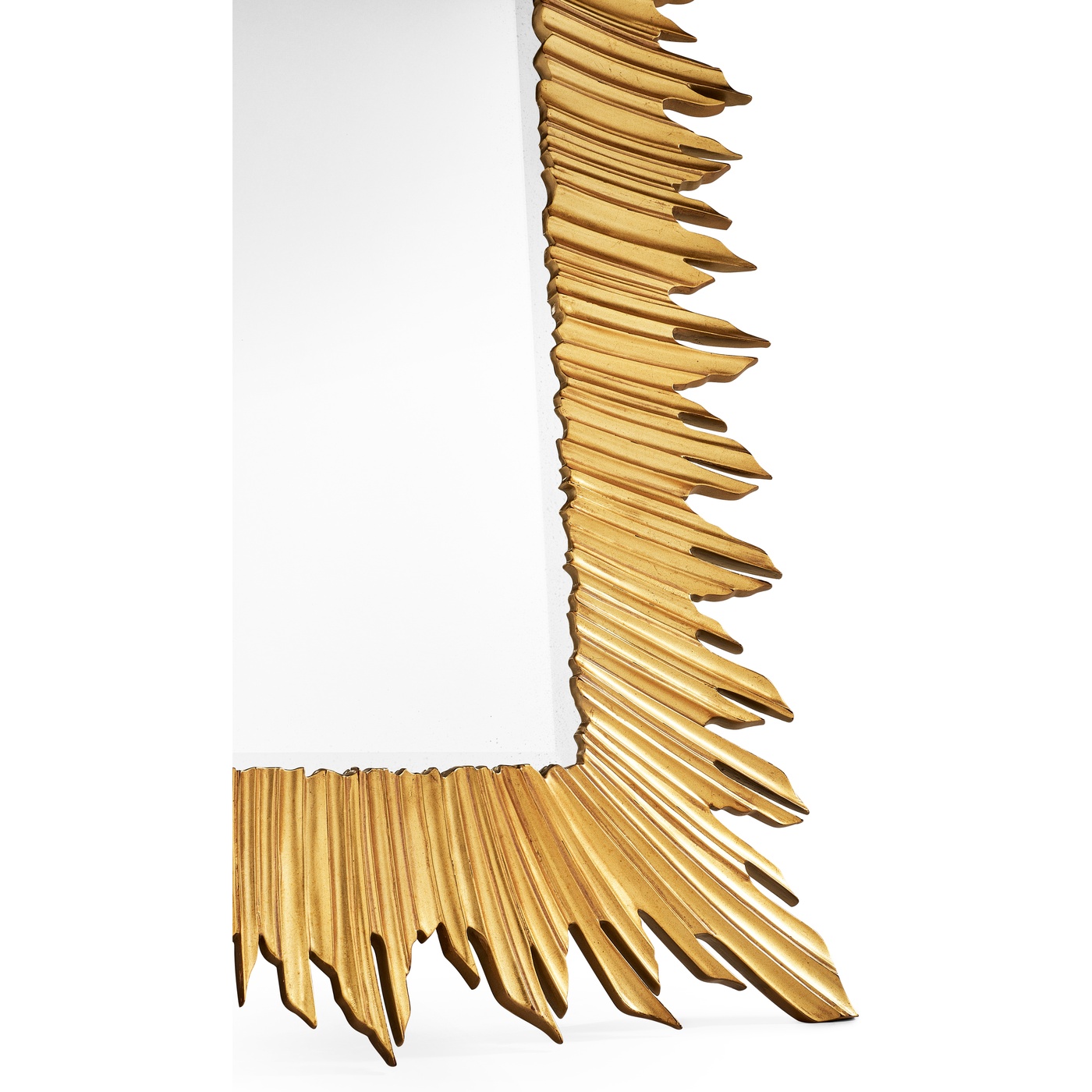 Gilded floor standing rectangular sunburst mirror