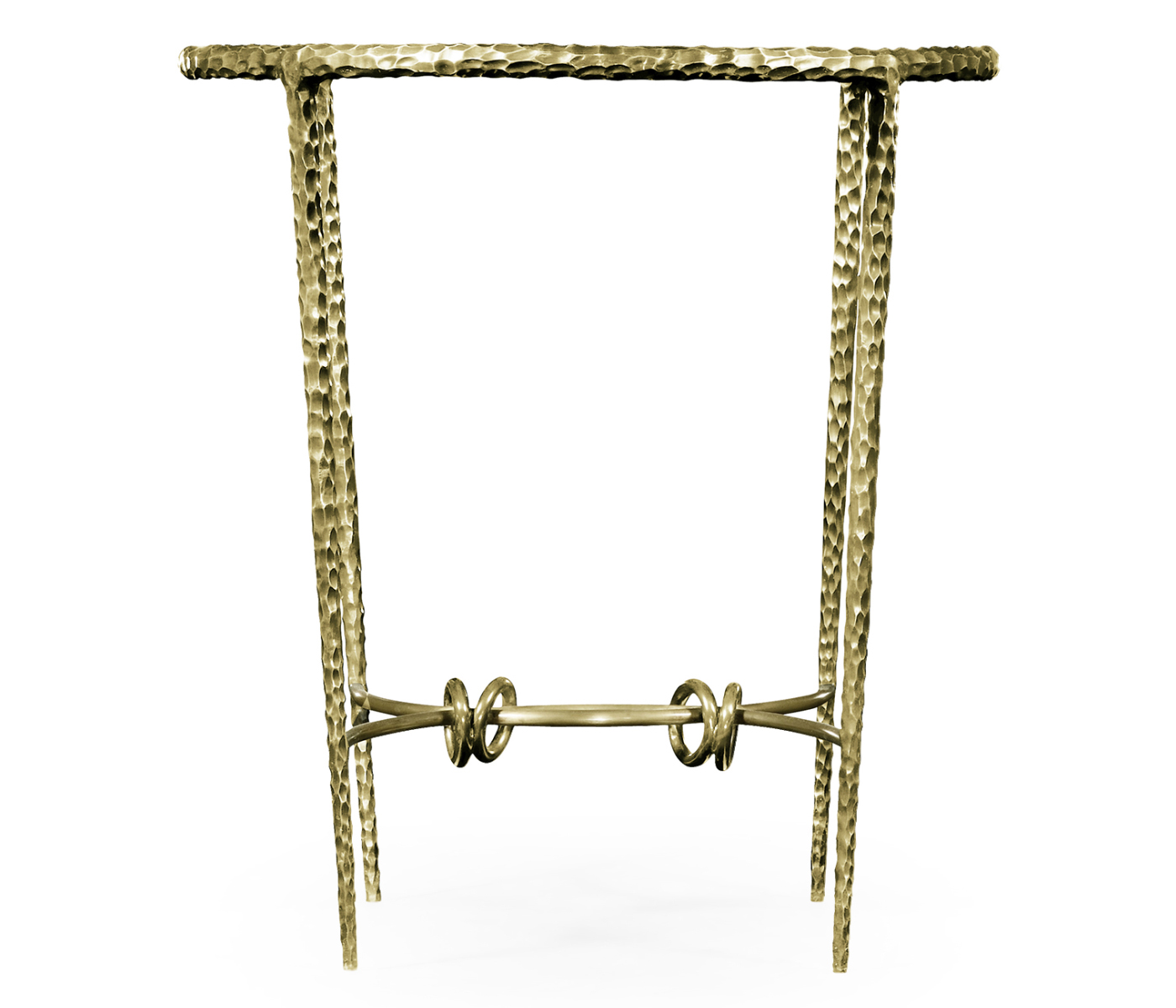 Hammered Light Brown Brass Circular Side Table