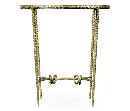 Hammered Light Brown Brass Circular Side Table