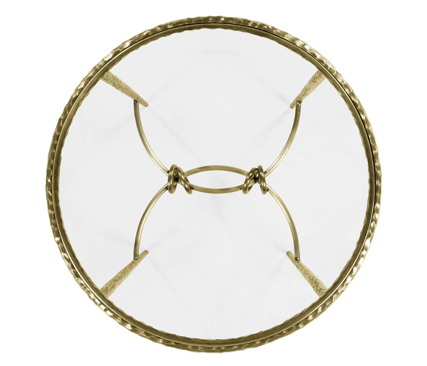Hammered Light Brown Brass Circular Side Table