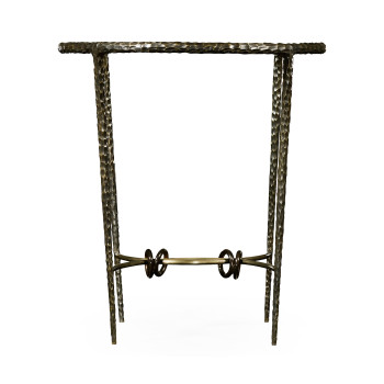 Hammered Antique Black Brass Circular Side Table