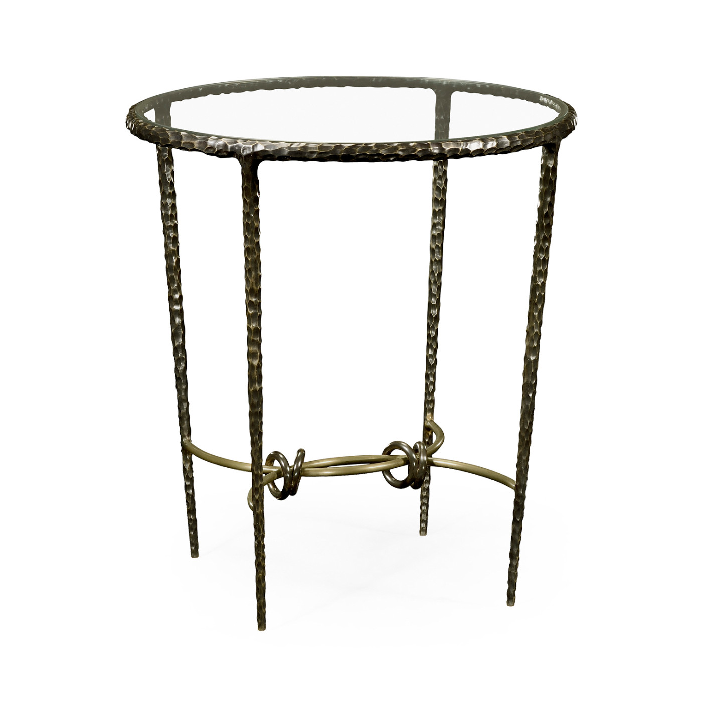 Hammered Antique Black Brass Circular Side Table