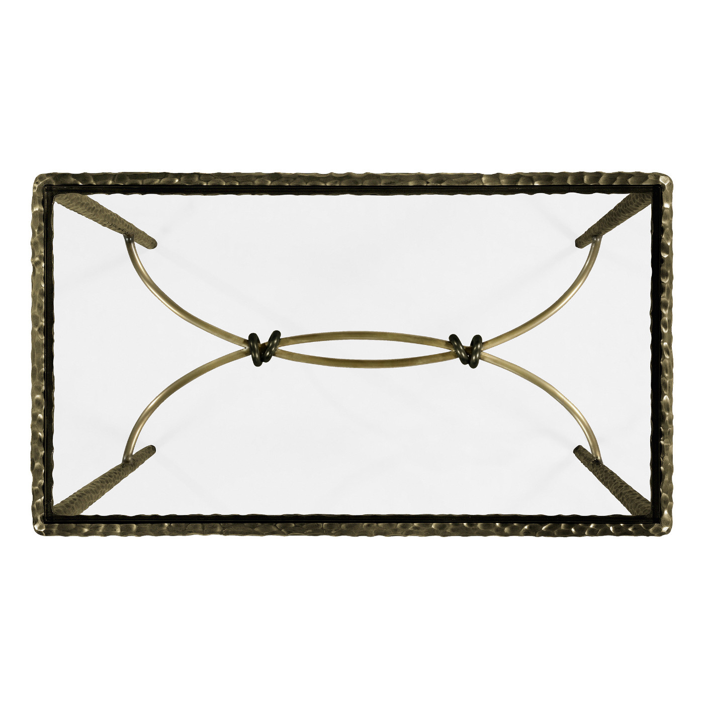 Hammered Antique Black Brass Rectangular Side Table