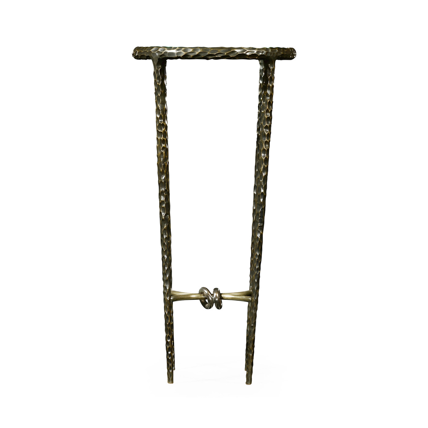 Bronze finish hammered iron circular wine table