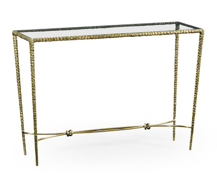 Hammered Light Brown Brass Rectangular Console