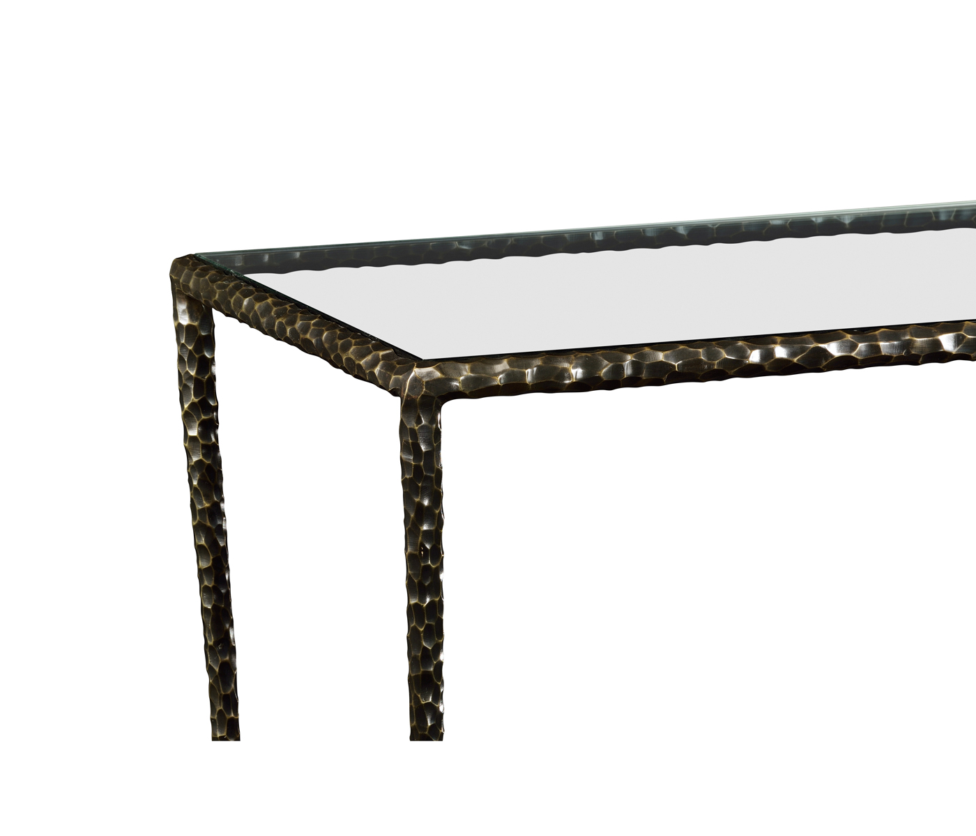 Hammered Antique Black Brass Rectangular Console