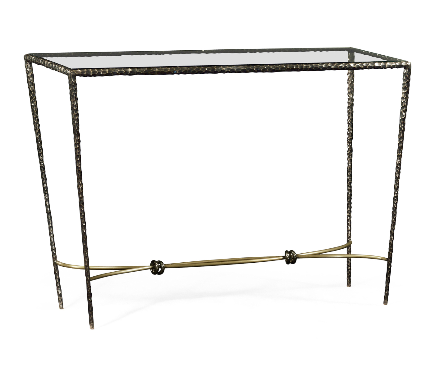 Hammered Antique Black Brass Rectangular Console