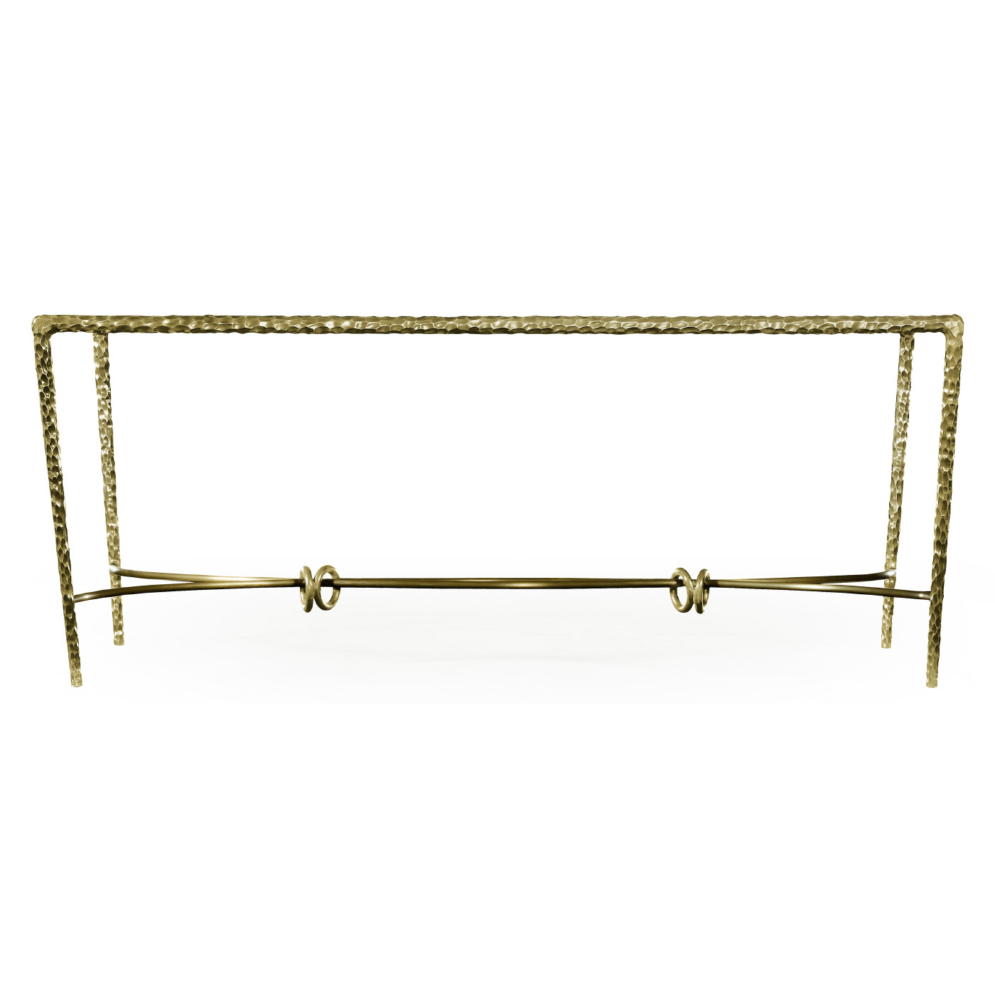 Hammered Light Brown Brass Rectangular Coffee Table