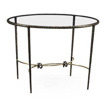 Hammered Antique Black Brass Circular Centre Table