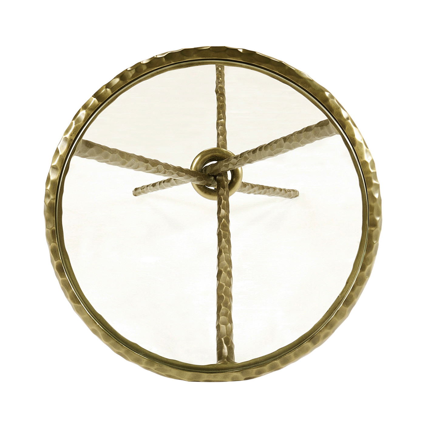 Hammered Light Brown Brass Circular Wine Table