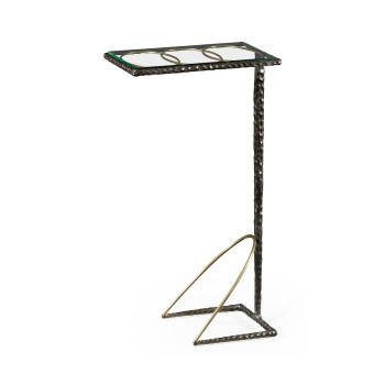 Hammered Antique Black Brass Sofa Drinks Table