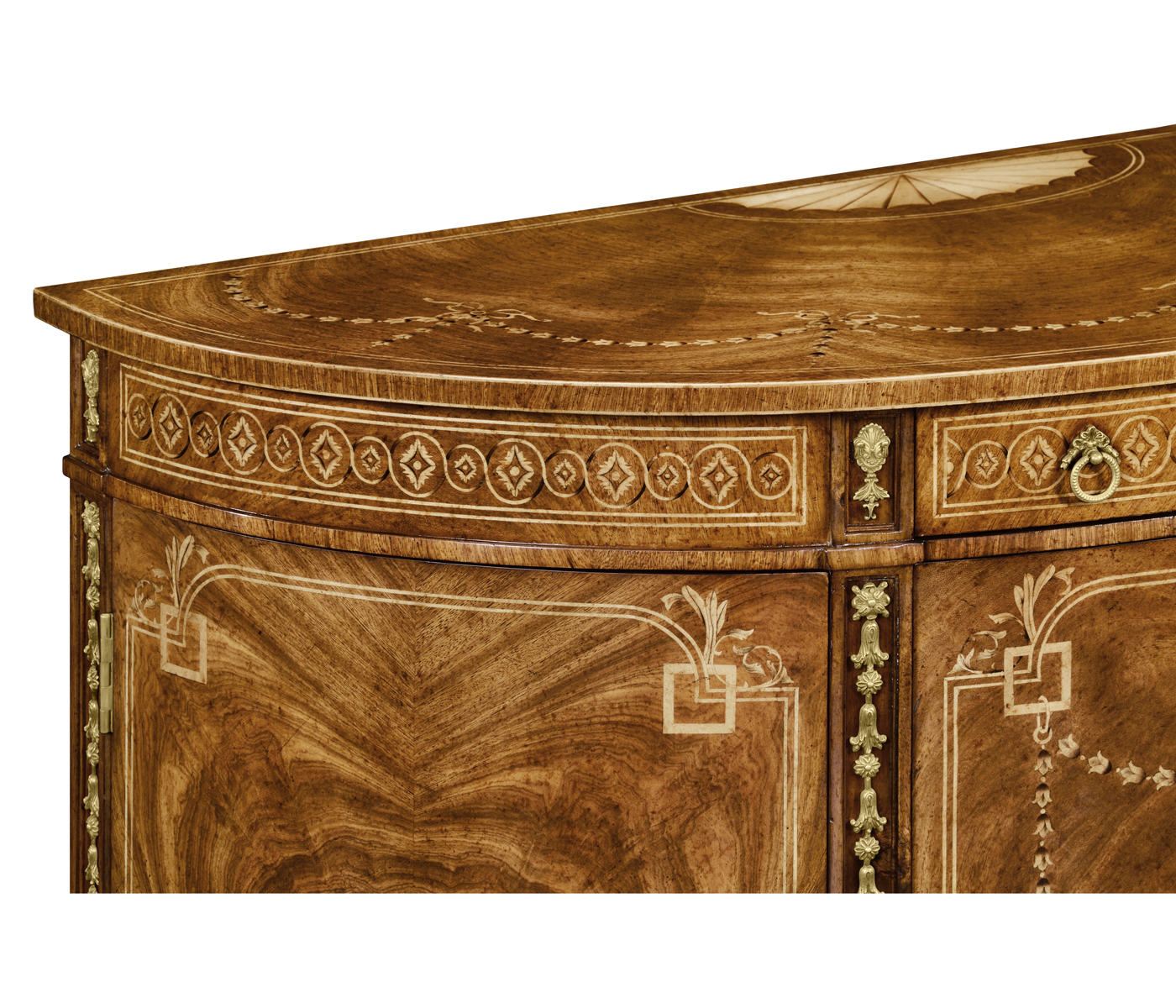 Sheraton Style Bowfront Light Walnut Commode