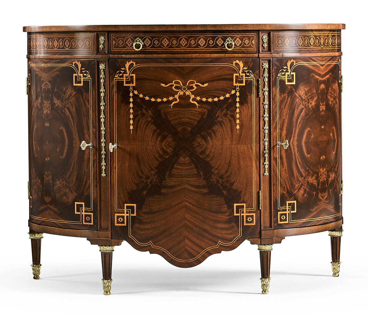 Sheraton Style Bowfront Light Mahogany Commode