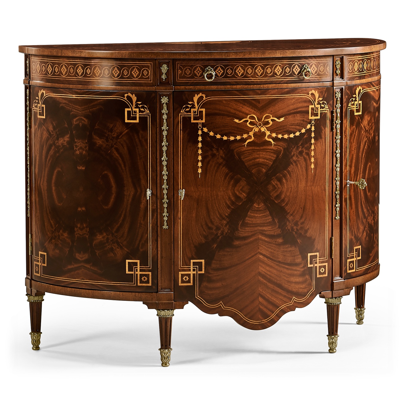 Sheraton Style Bowfront Light Mahogany Commode