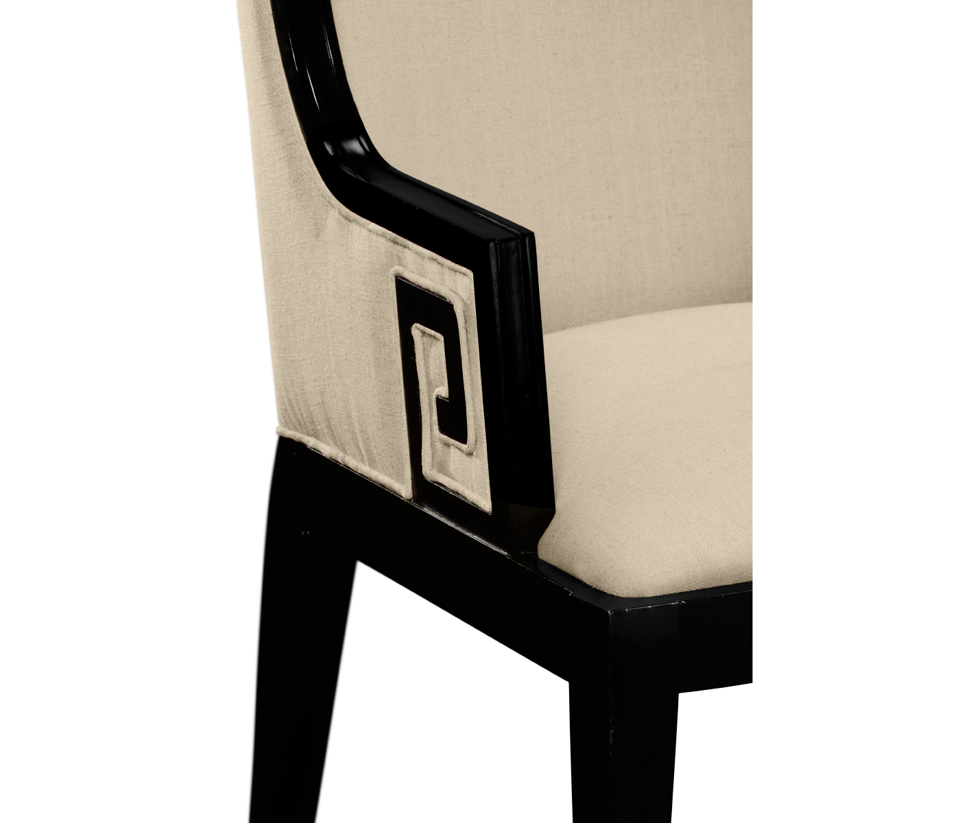Greek Key Design Biedermeier Black Arm Chair