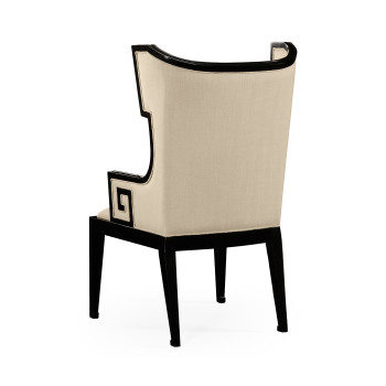 Greek Key Design Biedermeier Black Arm Chair
