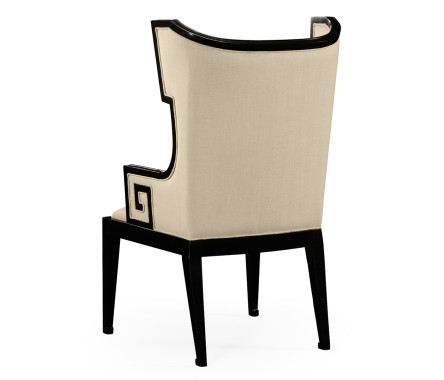 Greek Key Design Biedermeier Black Arm Chair