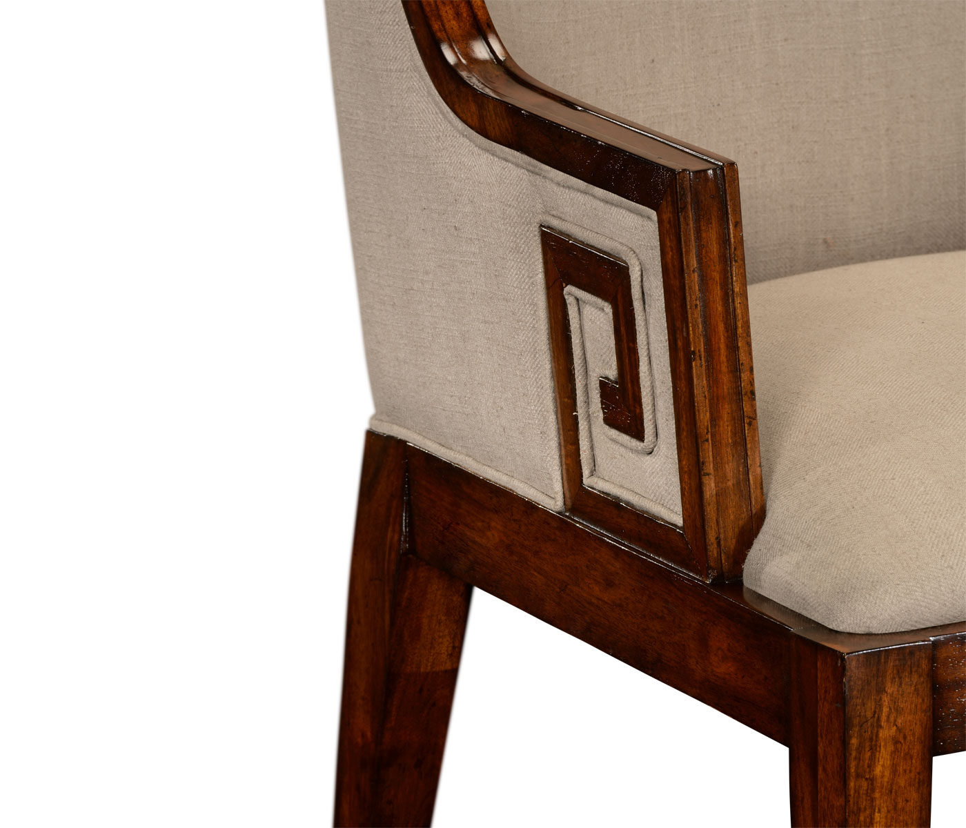 Greek Key Design Biedermeier Walnut Arm Chair