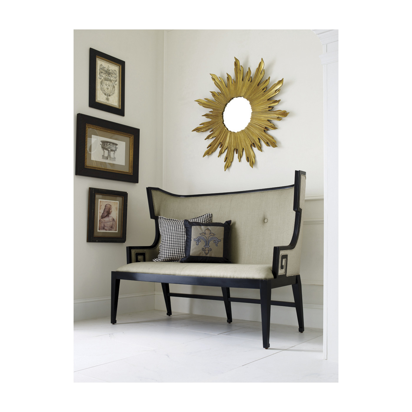 Greek Key Design Black Biedermeier Settee