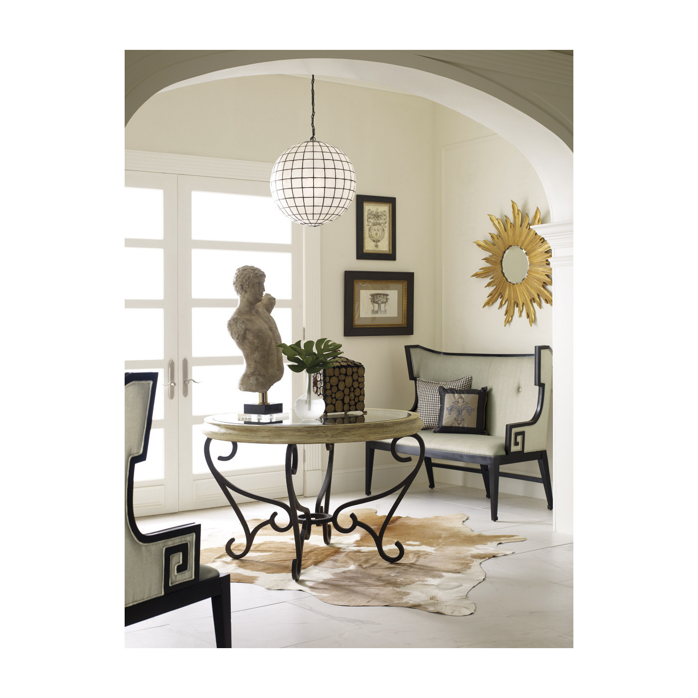 Greek Key Design Black Biedermeier Settee