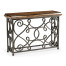 Width Rectangular Rustic Walnut Console with Wrought Iron Base 54