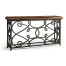 Width Rectangular Rustic Walnut Console with Wrought Iron Base 72