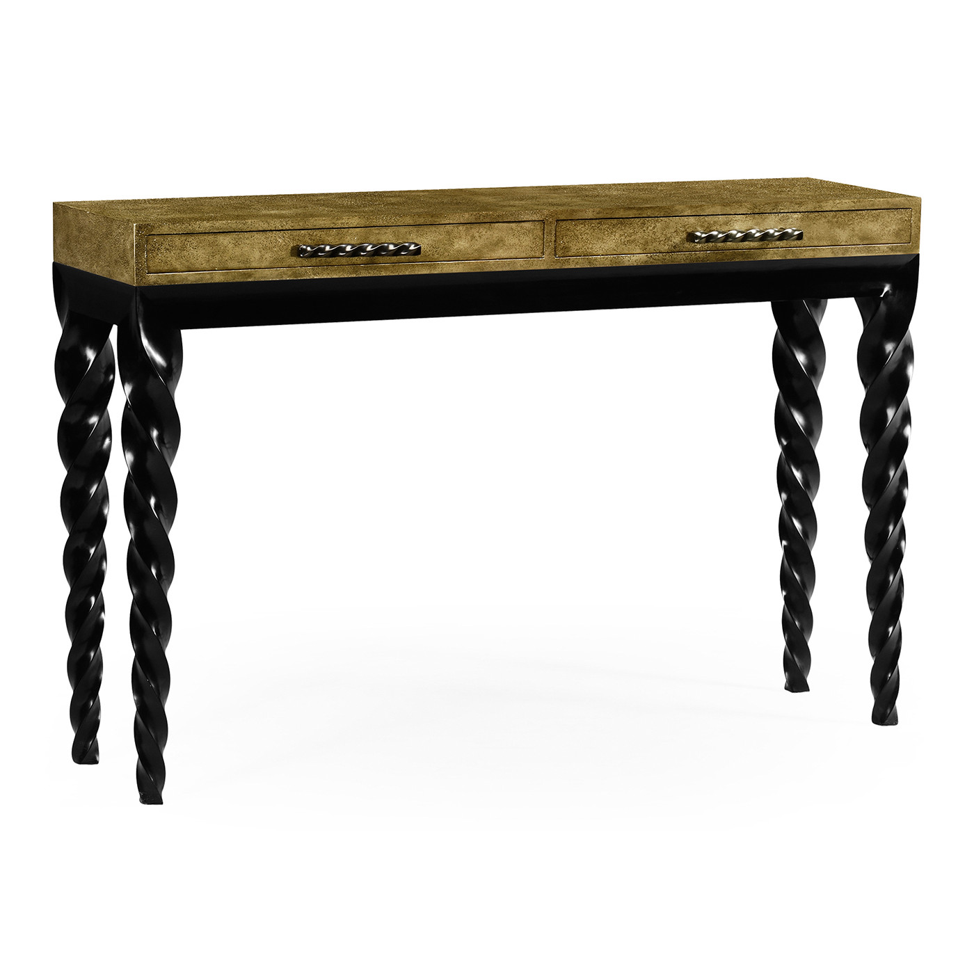 Black finish rectangular console with barleytwist legs