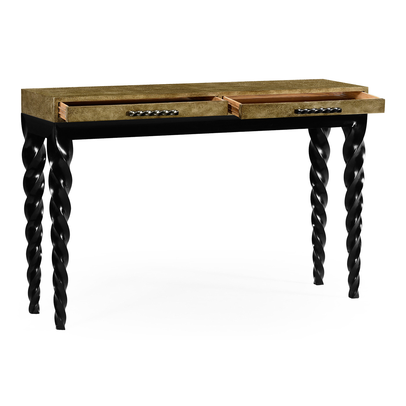 Black finish rectangular console with barleytwist legs