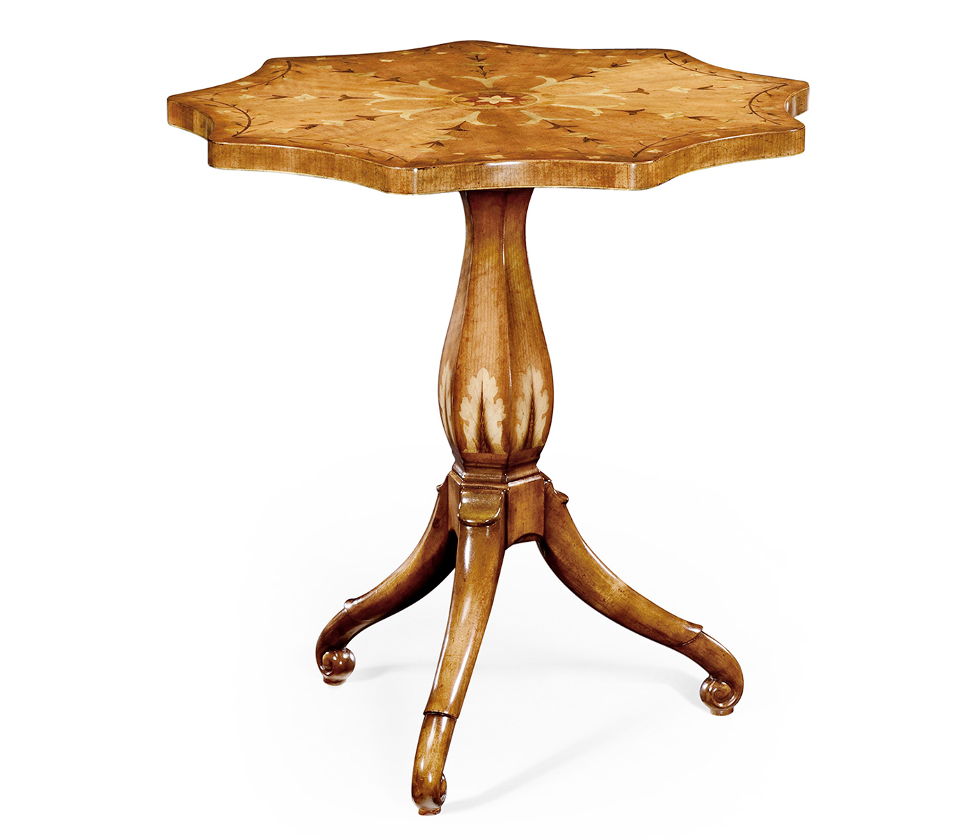 Finely Inlaid Lamp Table with Nine Sided Top