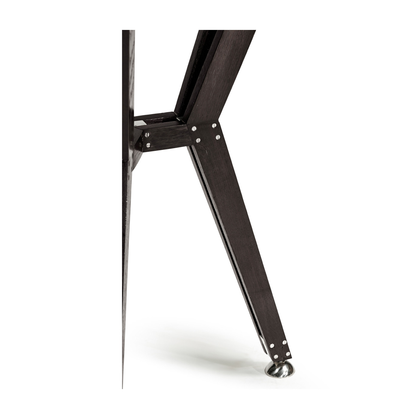 Midcentury Style Circular Black Mocha Oak Side Table with Glass Top 24