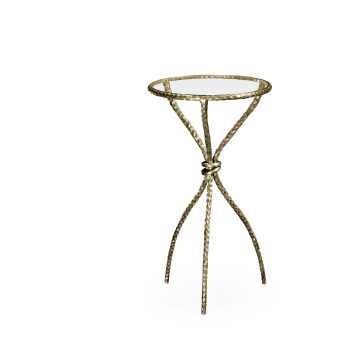 Brass hammered circular wine table curved legs