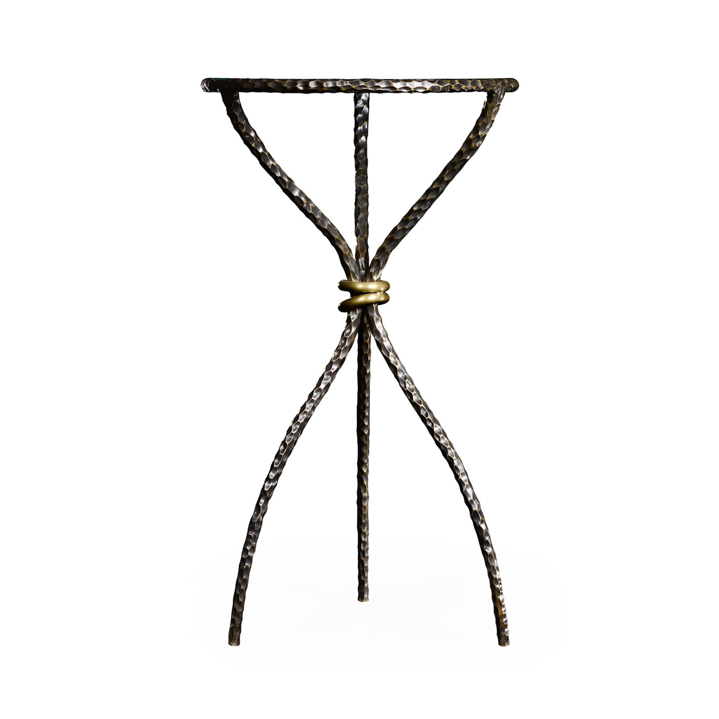 Bronze hammered circular wine table curved legs