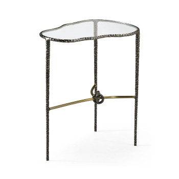 Hammered Antique Black Brass Freeform Lamp Table