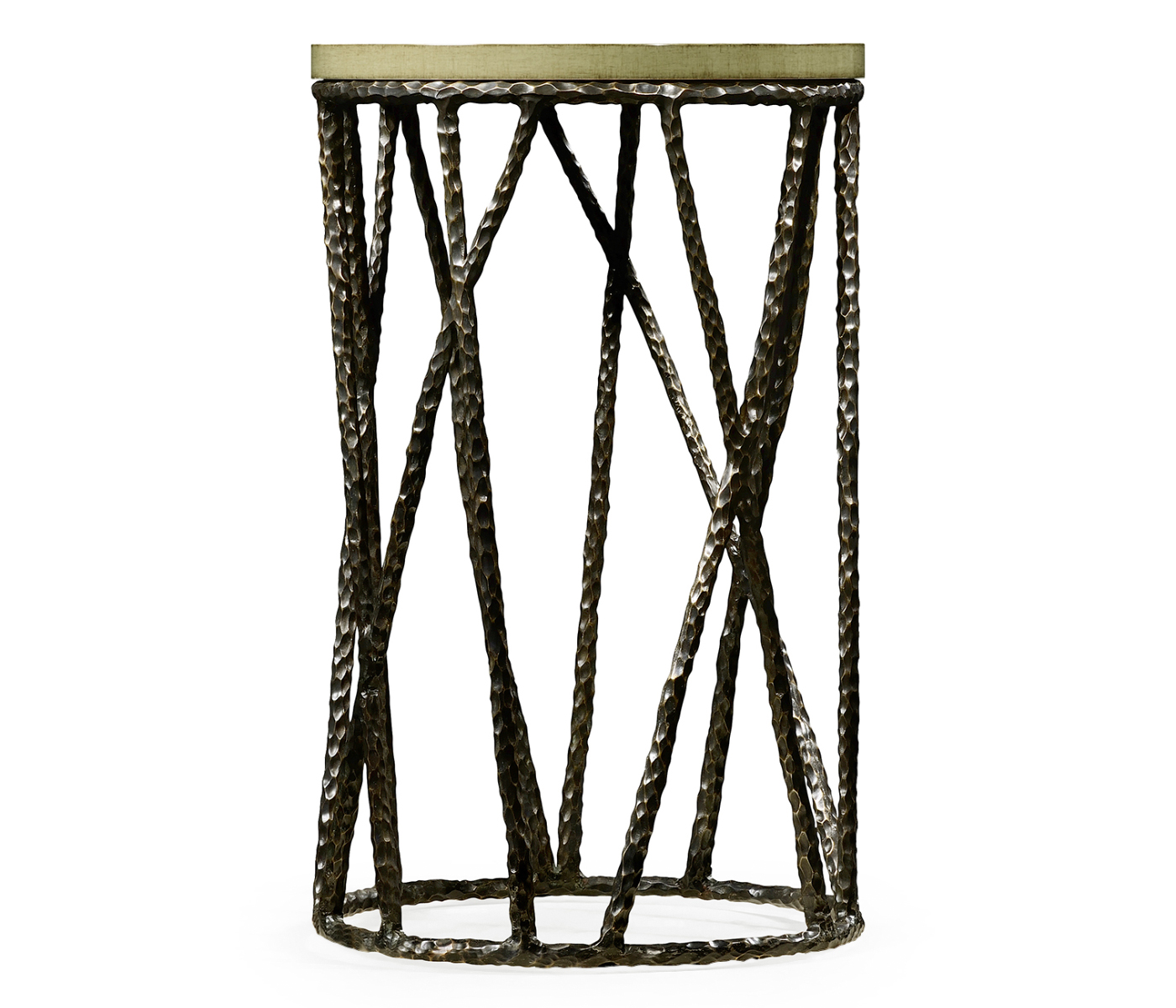 Hammered Antique Black Brass Wine Table with Celadon Top