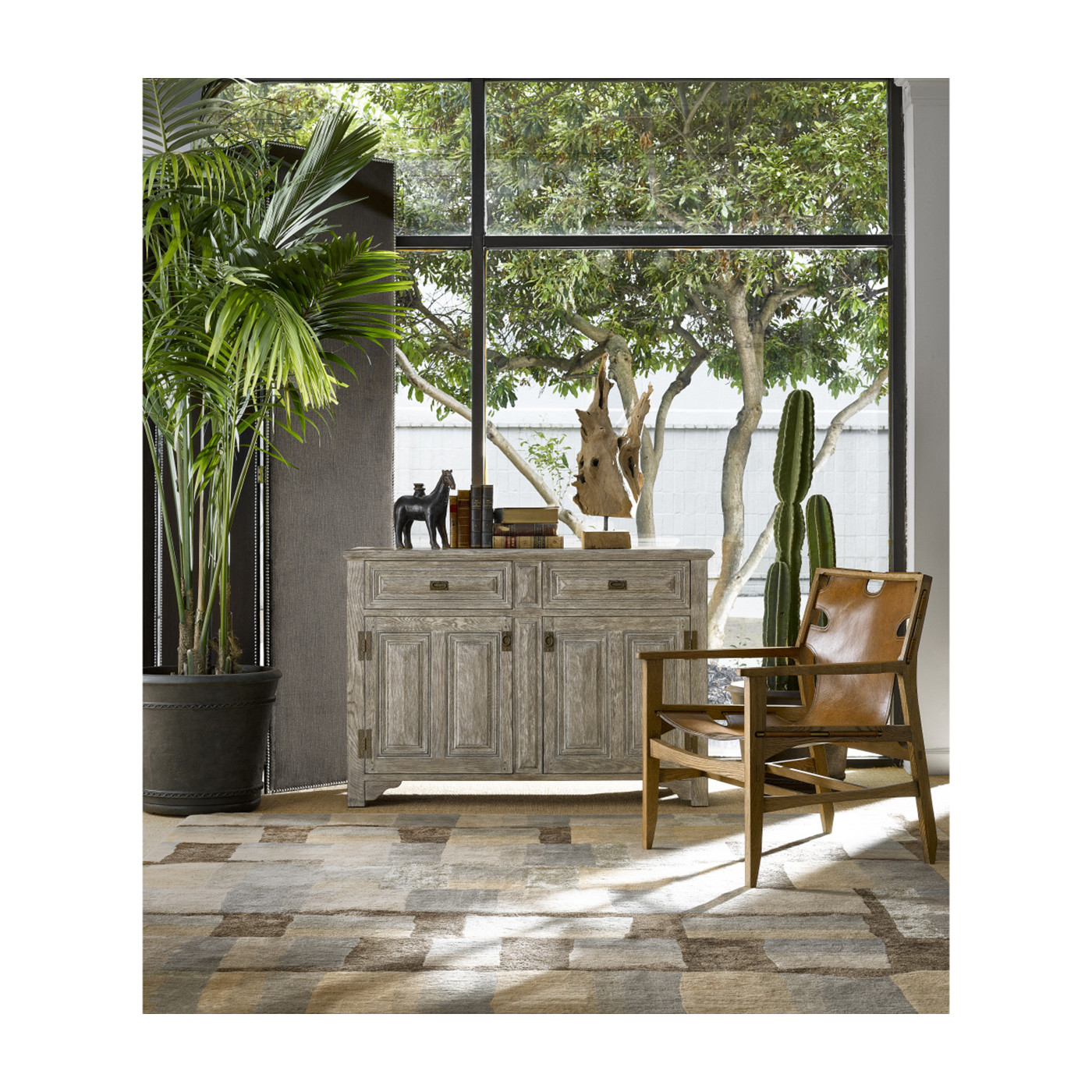 Midcentury Style Slung Medium Antique Chestnut Leather & Light Oak Easy Chair