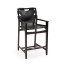 Midcentury Style Slung Black Leather & Black Mocha Oak Counter Stool
