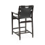 Midcentury Style Slung Black Leather & Black Mocha Oak Counter Stool