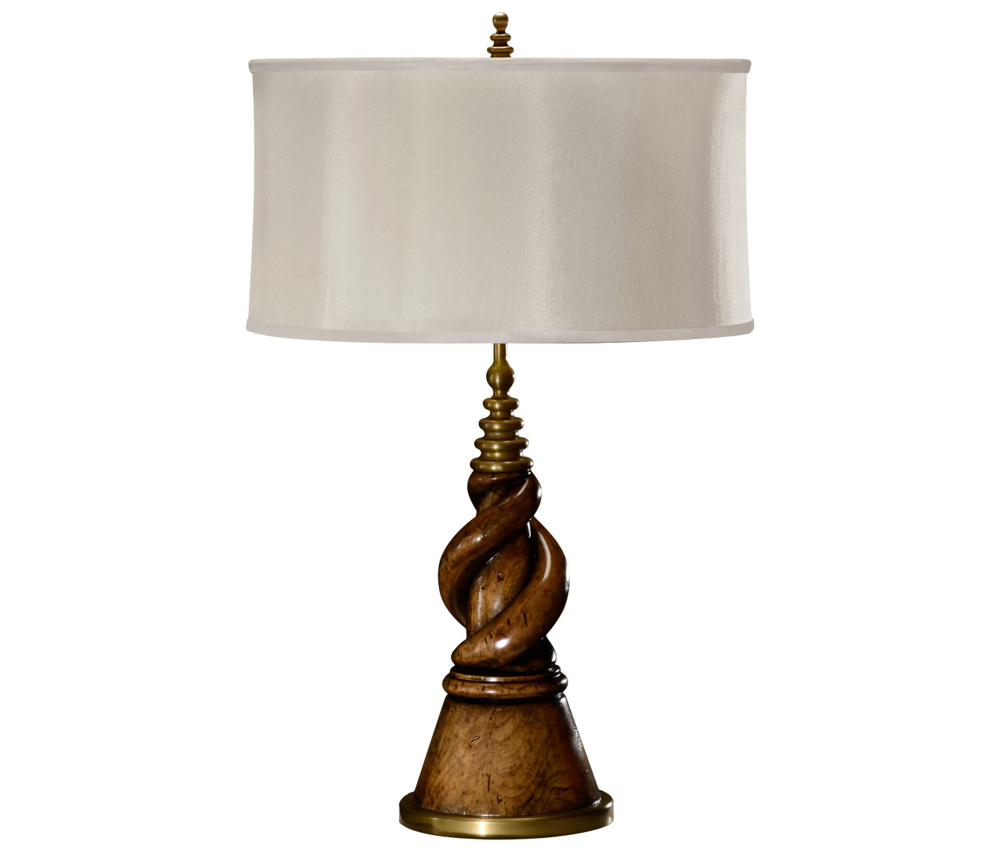 Twisted walnut table lamp