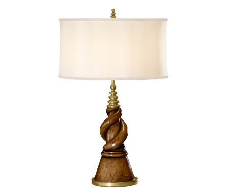 Twisted walnut table lamp