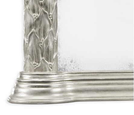 Carved and water gilded silver leaf overmantle mirror