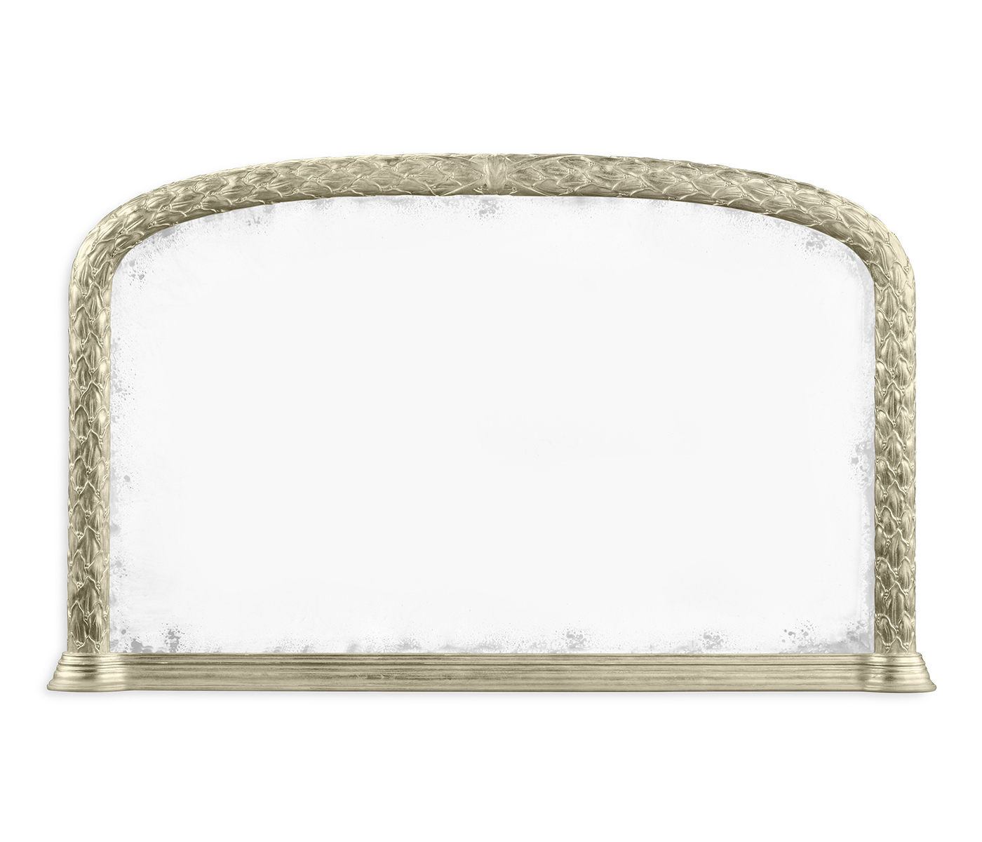 Carved and water gilded silver leaf overmantle mirror