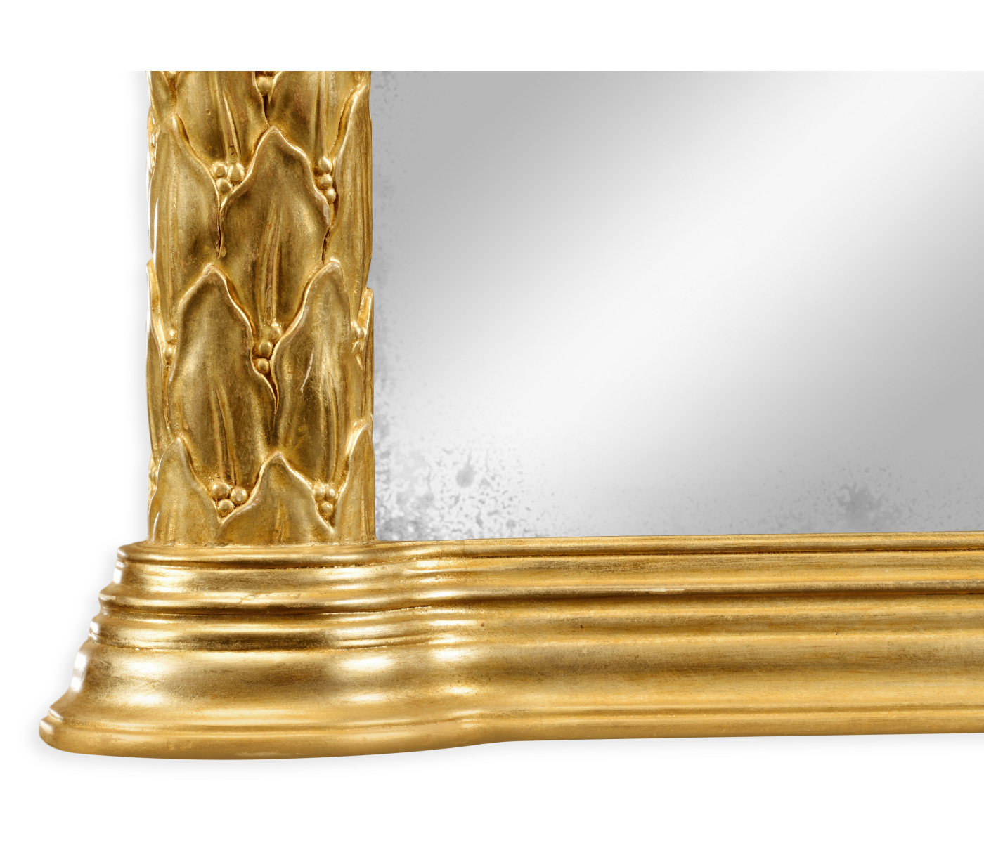 Carved and water gilded gold leaf overmantle mirror
