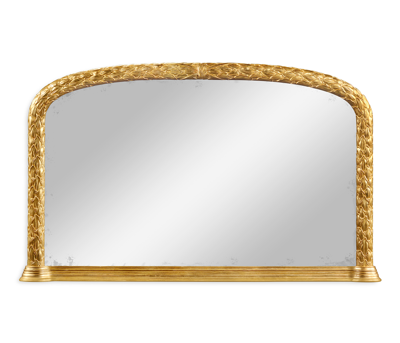 Carved and water gilded gold leaf overmantle mirror